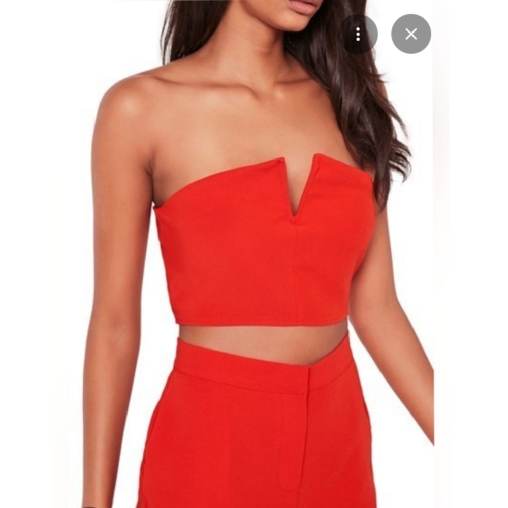 MISSGUIDED Red Strapless Crop Top Size 12 Festive Party Sexy